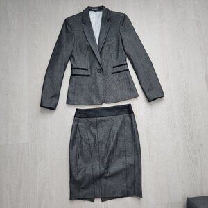 2-Piece EXPRESS Fashion Columnist Blazer and Skirt Suit Size4 Dark Gray